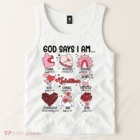 God Says I Am Valentine Funny Jesus Valentines Tank Top thumb 2
