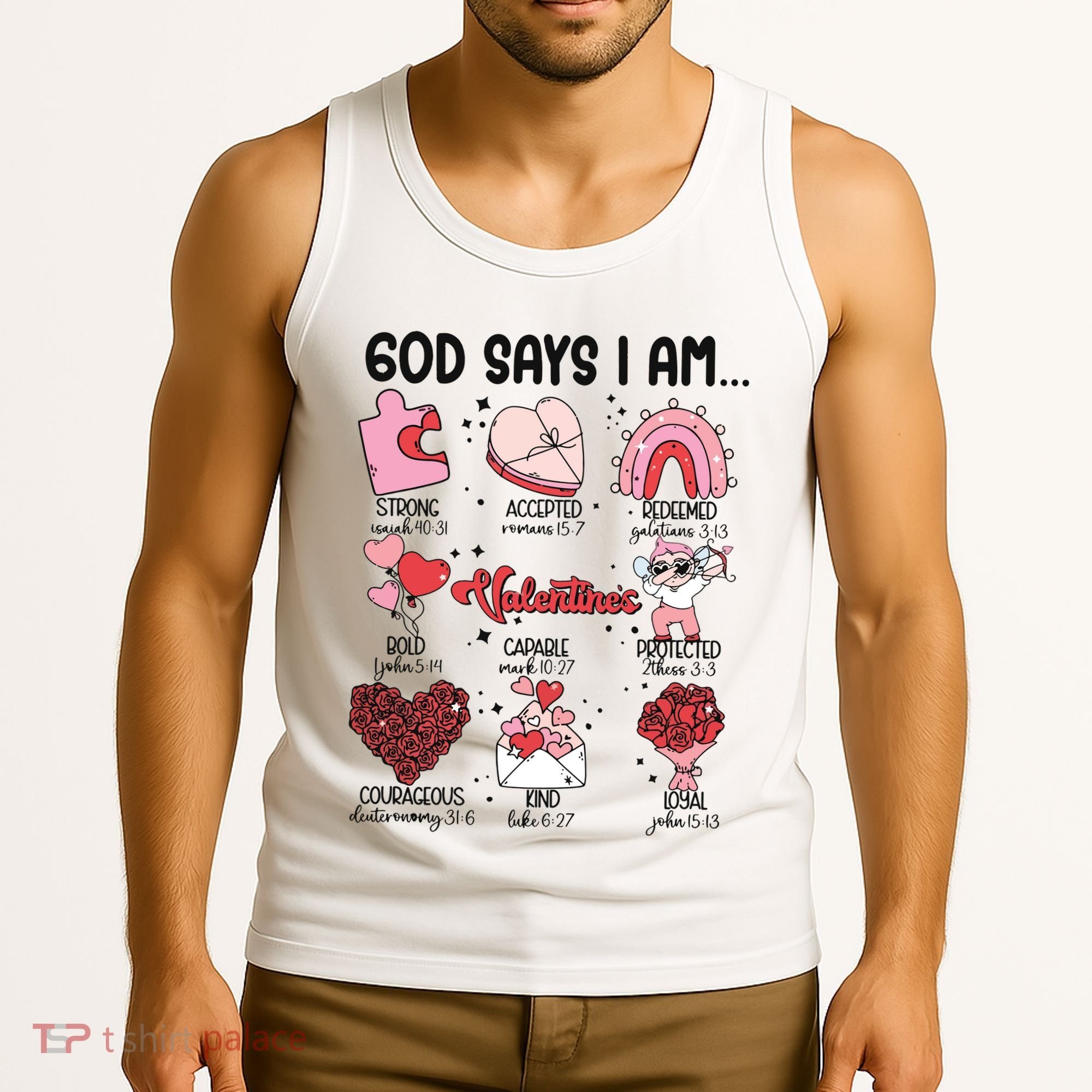 God Says I Am Valentine Funny Jesus Valentines Tank Top
