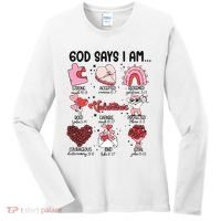 God Says I Am Valentine Funny Jesus Valentines Women's Long Sleeve Shirt thumb 0