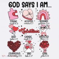 God Says I Am Valentine Funny Jesus Valentines Kids Sweatshirt thumb 2