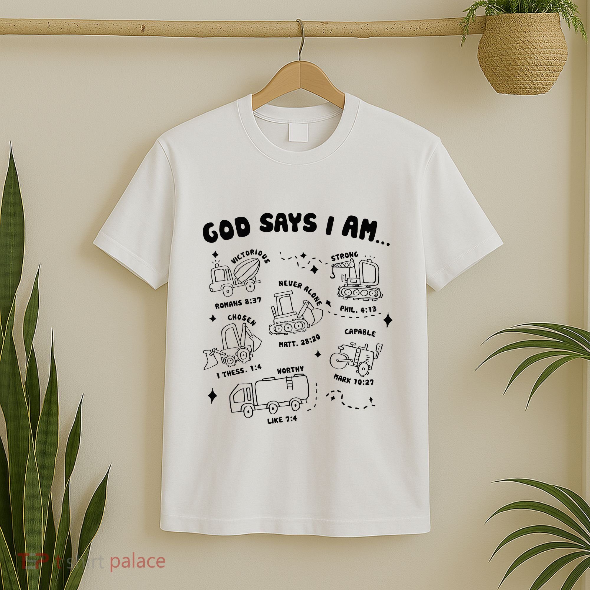 God Says I Am Truck Construction Christian Bible Verse T-Shirt