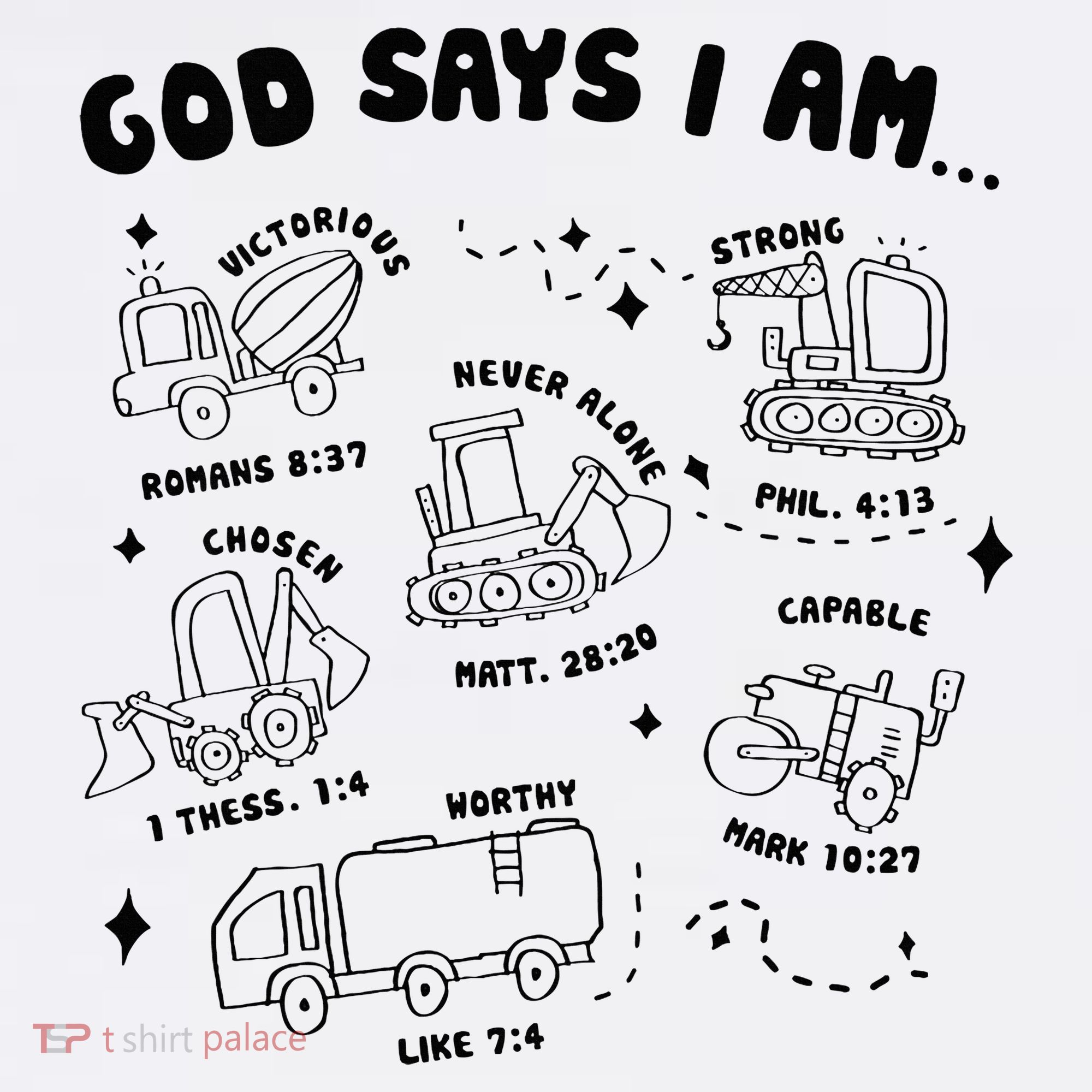God Says I Am Truck Construction Christian Bible Verse Women's Tank Top