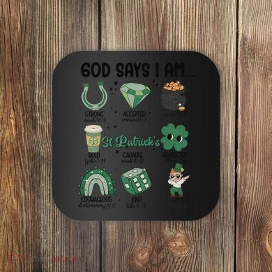 God Says I Am Retro St PatrickS Day Coaster