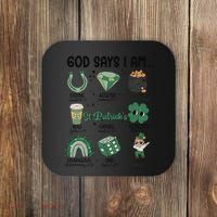 God Says I Am Retro St PatrickS Day Coaster thumb 0