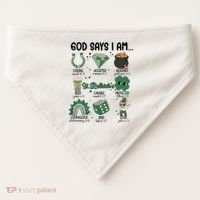 God Says I Am Retro St PatrickS Day USA-Made Doggie Bandana thumb 0