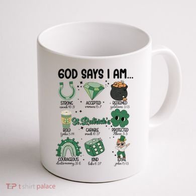 God Says I Am Retro St PatrickS Day Coffee Mug back