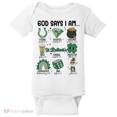 God Says I Am Retro St PatrickS Day Baby Bodysuit