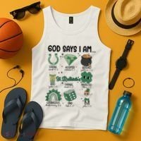 God Says I Am Retro St PatrickS Day Tank Top thumb 4