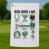 God Says I Am Retro St PatrickS Day Golf Towel thumb 1