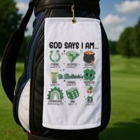 God Says I Am Retro St PatrickS Day Golf Towel thumb 2