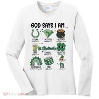 God Says I Am Retro St PatrickS Day Women's Long Sleeve Shirt thumb 0