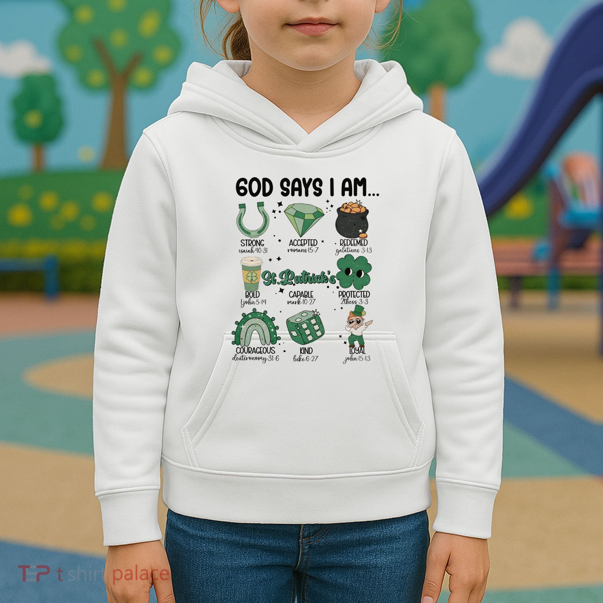 God Says I Am Retro St PatrickS Day Kids Hoodie