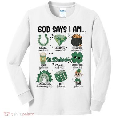 God Says I Am Retro St PatrickS Day Kids Long Sleeve Shirt