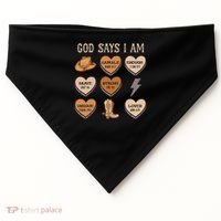 God Say I Am Conversation Heart Rodeo Western Christian USA-Made Doggie Bandana thumb 0