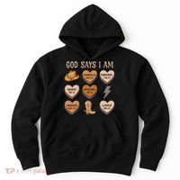 God Say I Am Conversation Heart Rodeo Western Christian Hoodie thumb 0