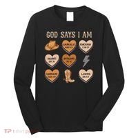 God Say I Am Conversation Heart Rodeo Western Christian Long Sleeve Shirt thumb 0