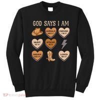 God Say I Am Conversation Heart Rodeo Western Christian Sweatshirt thumb 0
