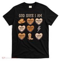 God Say I Am Conversation Heart Rodeo Western Christian T-Shirt thumb 0
