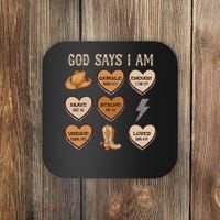 God Say I Am Conversation Heart Rodeo Western Christian Coaster thumb 0