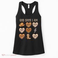God Say I Am Conversation Heart Rodeo Western Christian Women's Tank Top thumb 0