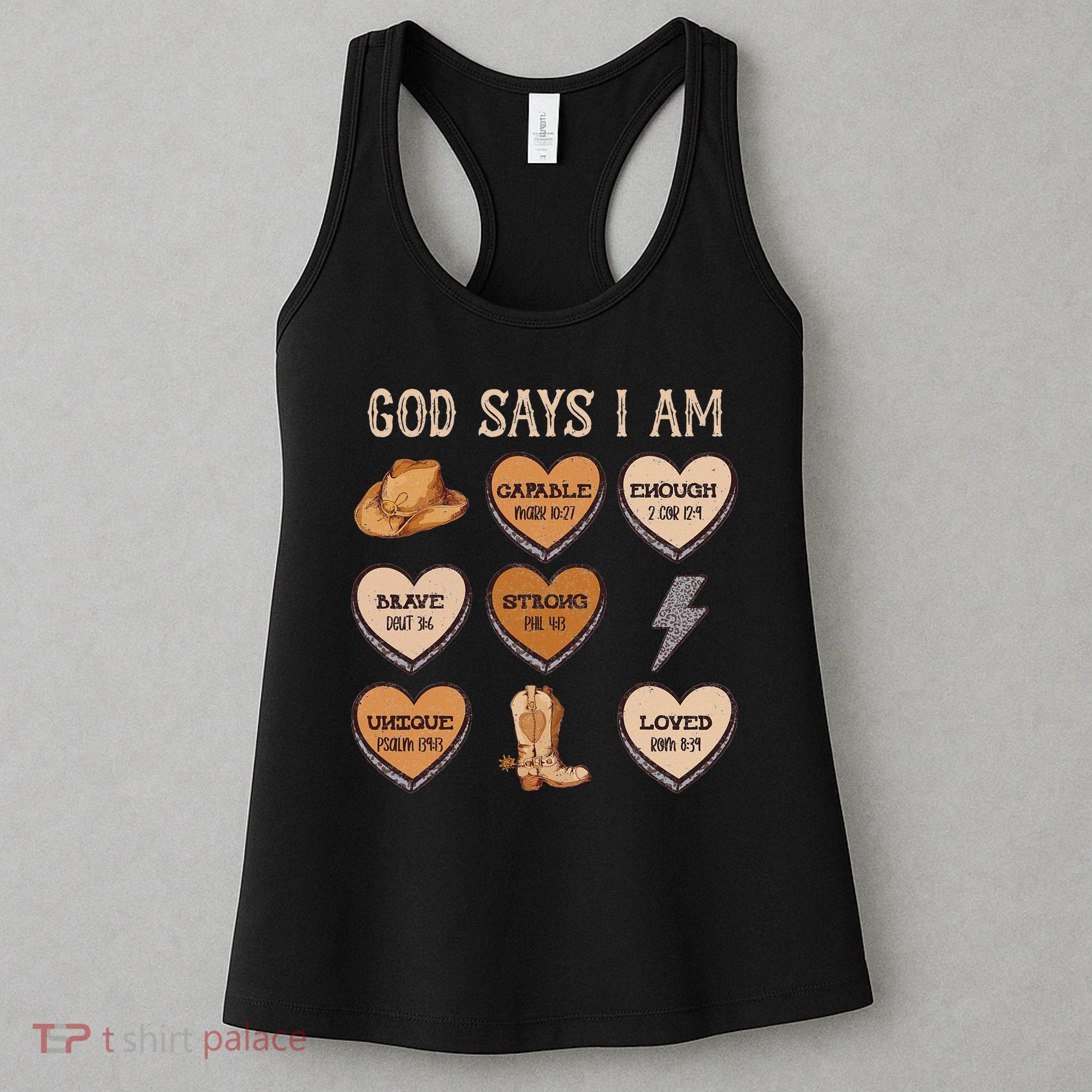 God Say I Am Conversation Heart Rodeo Western Christian Women's Tank Top