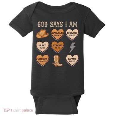 God Say I Am Conversation Heart Rodeo Western Christian Baby Bodysuit