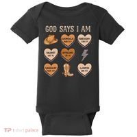 God Say I Am Conversation Heart Rodeo Western Christian Baby Bodysuit thumb 0