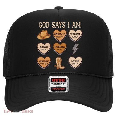 God Say I Am Conversation Heart Rodeo Western Christian Hat