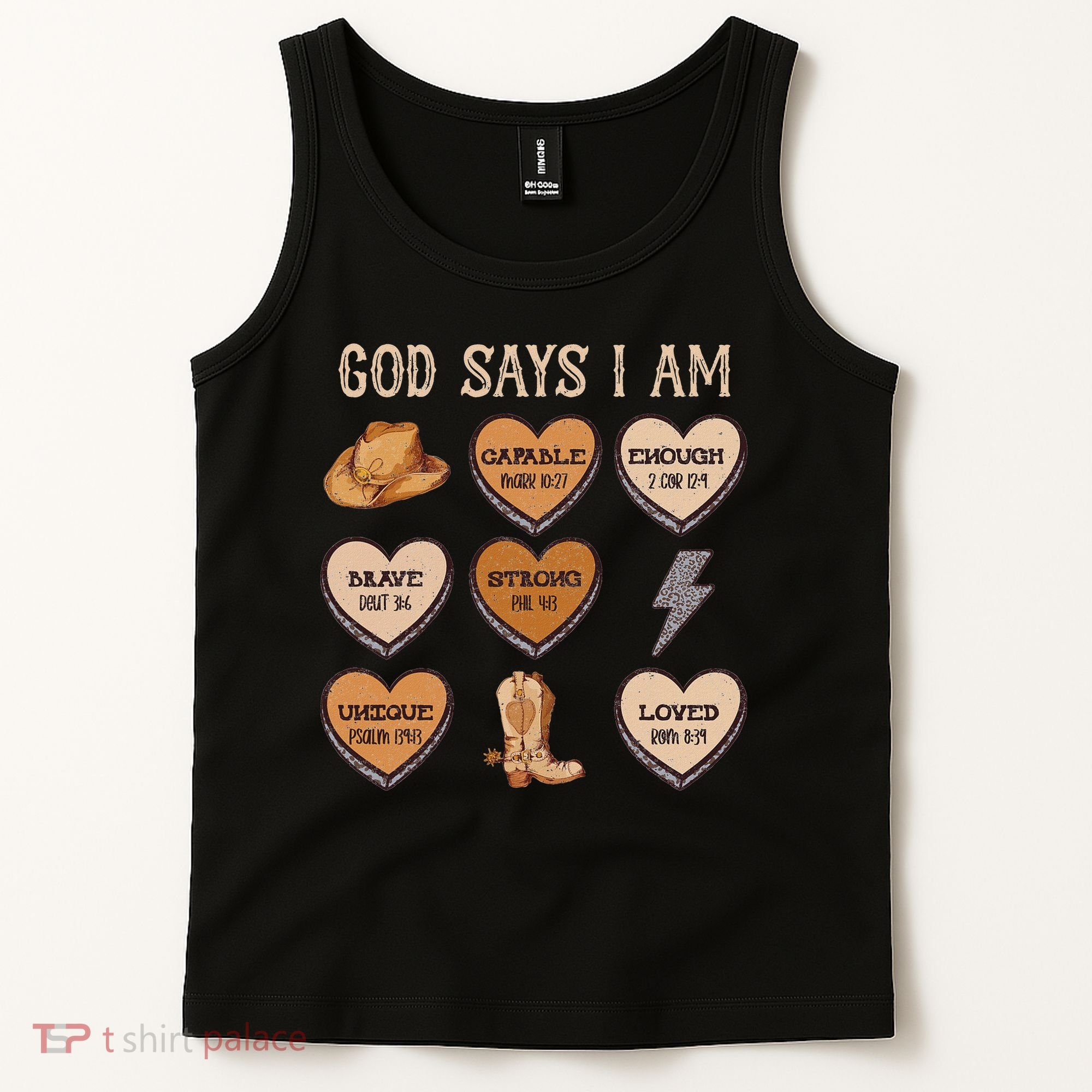 God Say I Am Conversation Heart Rodeo Western Christian Tank Top