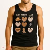 God Say I Am Conversation Heart Rodeo Western Christian Tank Top thumb 3