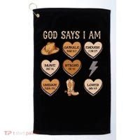 God Say I Am Conversation Heart Rodeo Western Christian Golf Towel thumb 0