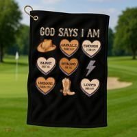 God Say I Am Conversation Heart Rodeo Western Christian Golf Towel thumb 1