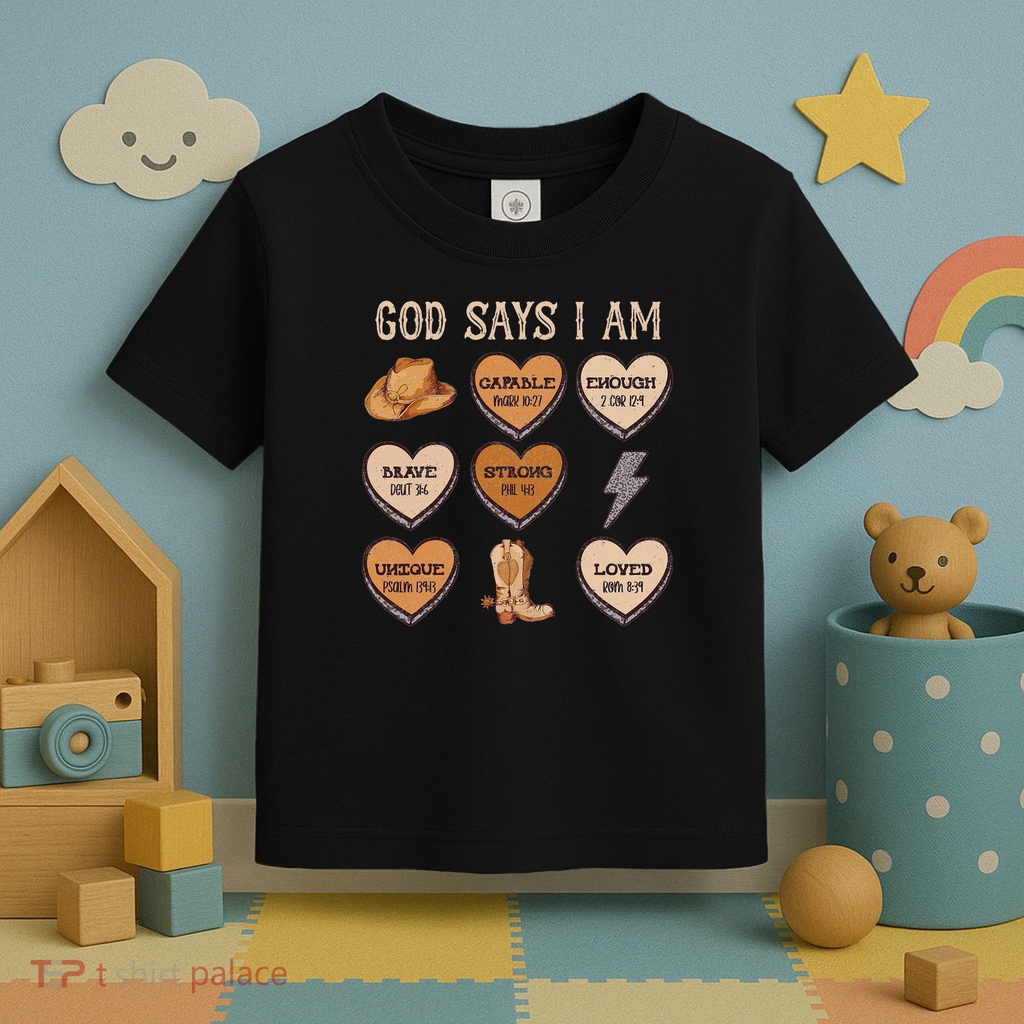 God Say I Am Conversation Heart Rodeo Western Christian Toddler T-Shirt