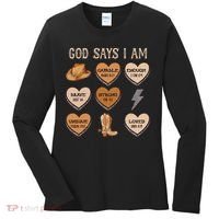 God Say I Am Conversation Heart Rodeo Western Christian Women's Long Sleeve Shirt thumb 0