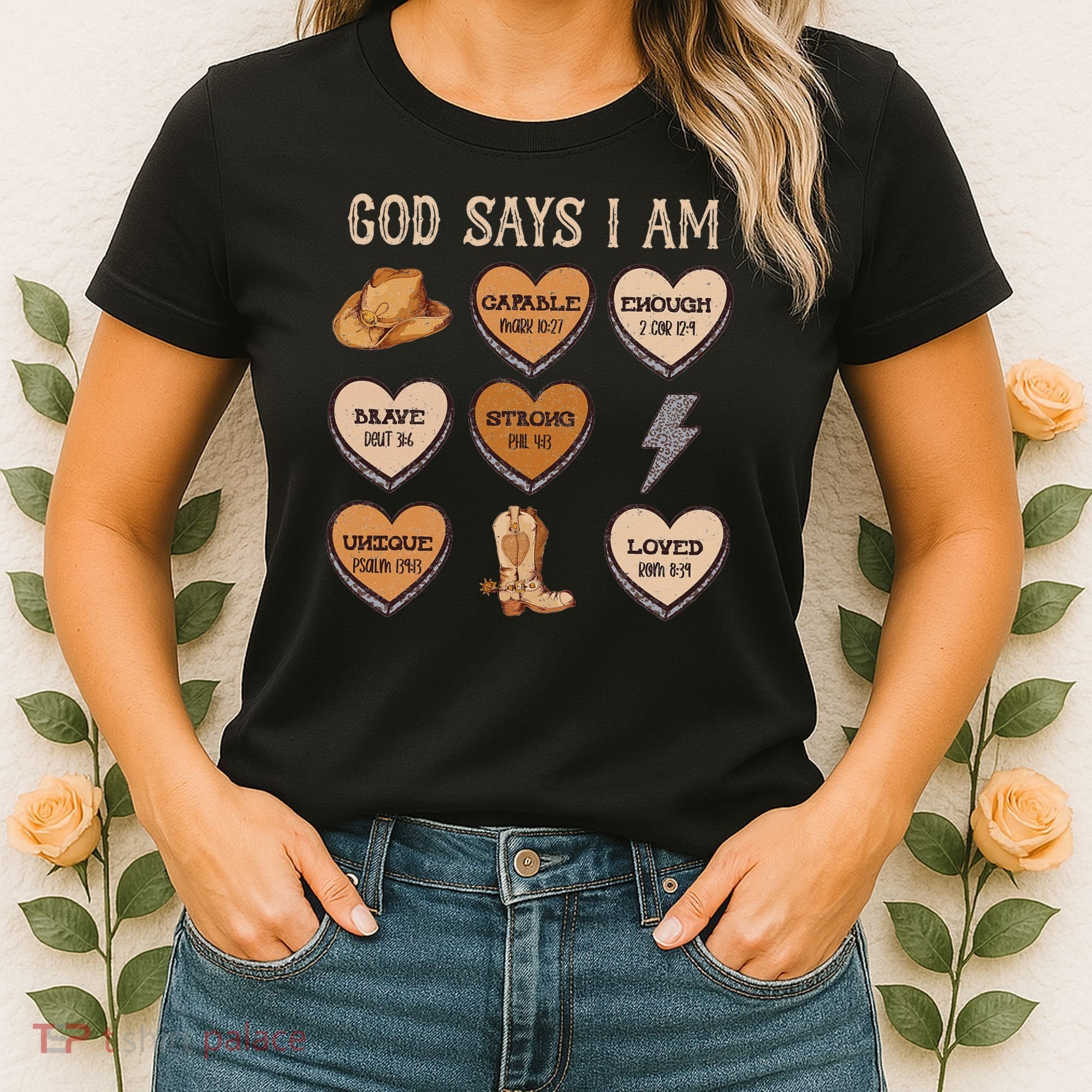 God Say I Am Conversation Heart Rodeo Western Christian Women's T-Shirt