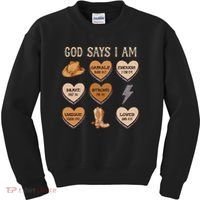 God Say I Am Conversation Heart Rodeo Western Christian Kids Sweatshirt thumb 0