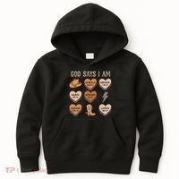 God Say I Am Conversation Heart Rodeo Western Christian Kids Hoodie thumb 0