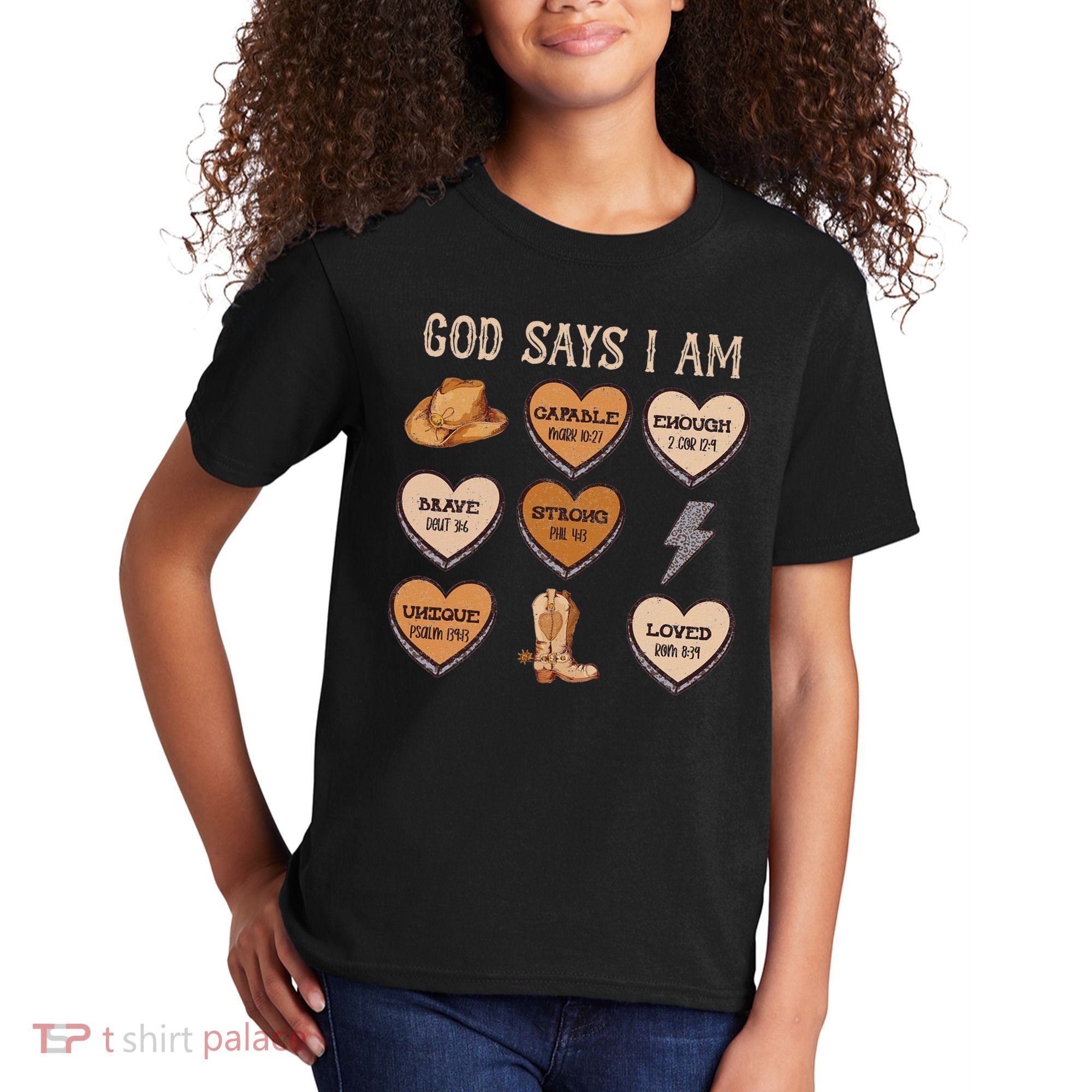 God Say I Am Conversation Heart Rodeo Western Christian Kids T-Shirt