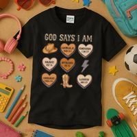 God Say I Am Conversation Heart Rodeo Western Christian Kids T-Shirt thumb 3