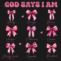 God Says I Am Coquette Bow Valentines Day Christian Women Women's Hoodie thumb 2