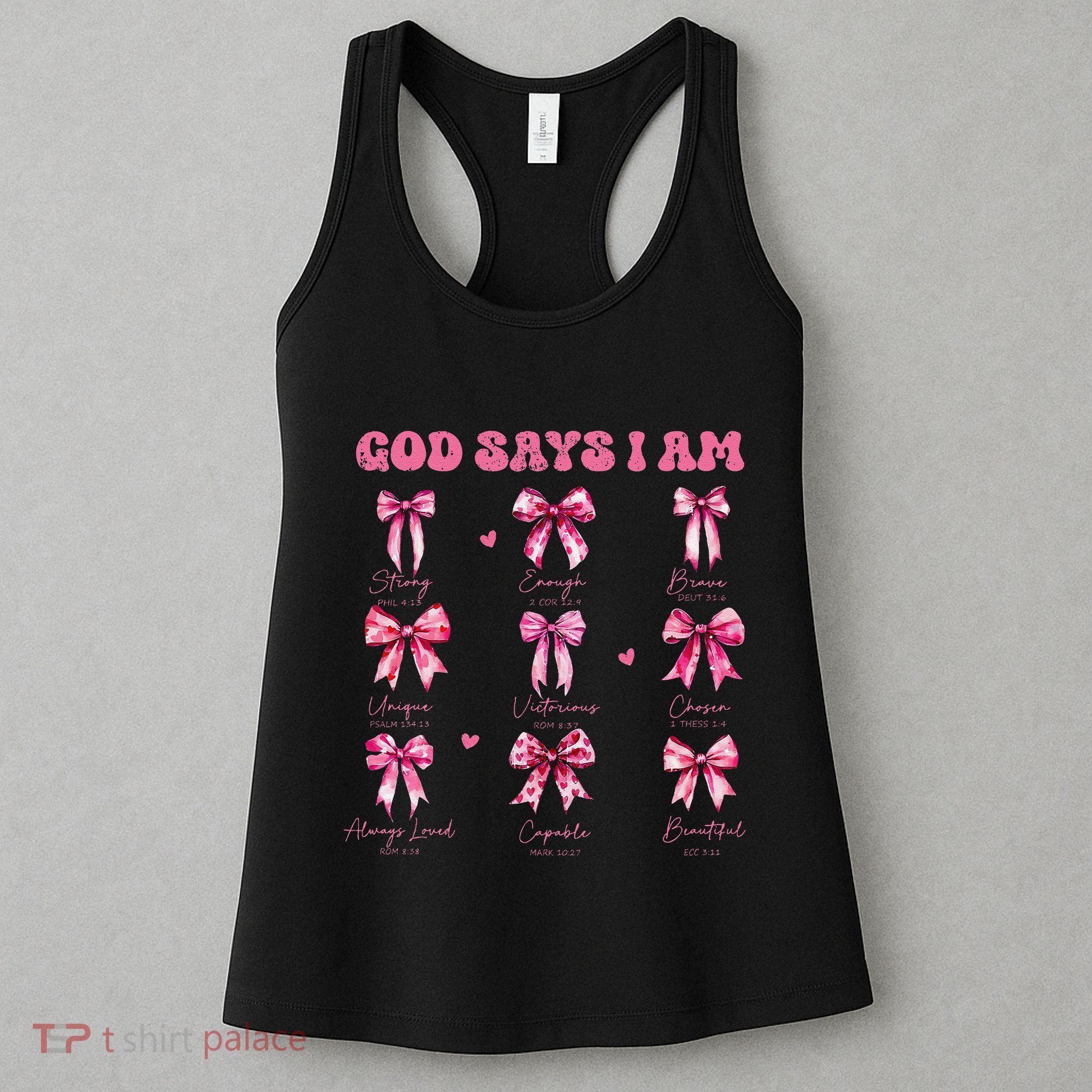 God Says I Am Coquette Bow Valentines Day Christian Women Women's Tank Top