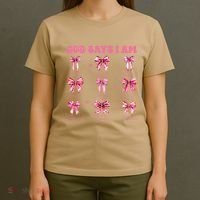 God Says I Am Coquette Bow Valentines Day Christian Women T-Shirt thumb 4
