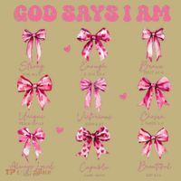God Says I Am Coquette Bow Valentines Day Christian Women Polo thumb 2