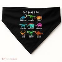 God Says I Am Dinosaur Funny Dino Bible Verse USA-Made Doggie Bandana thumb 0