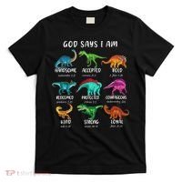 God Says I Am Dinosaur Funny Dino Bible Verse T-Shirt thumb 0