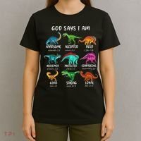 God Says I Am Dinosaur Funny Dino Bible Verse T-Shirt thumb 4