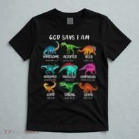 God Says I Am Dinosaur Funny Dino Bible Verse T-Shirt thumb 5
