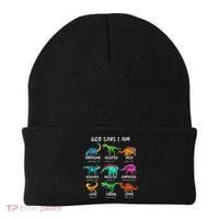 God Says I Am Dinosaur Funny Dino Bible Verse Beanie thumb 0