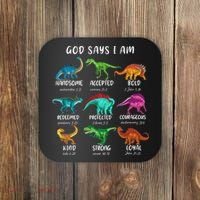 God Says I Am Dinosaur Funny Dino Bible Verse Coaster thumb 0