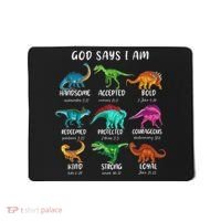 God Says I Am Dinosaur Funny Dino Bible Verse Mousepad thumb 0